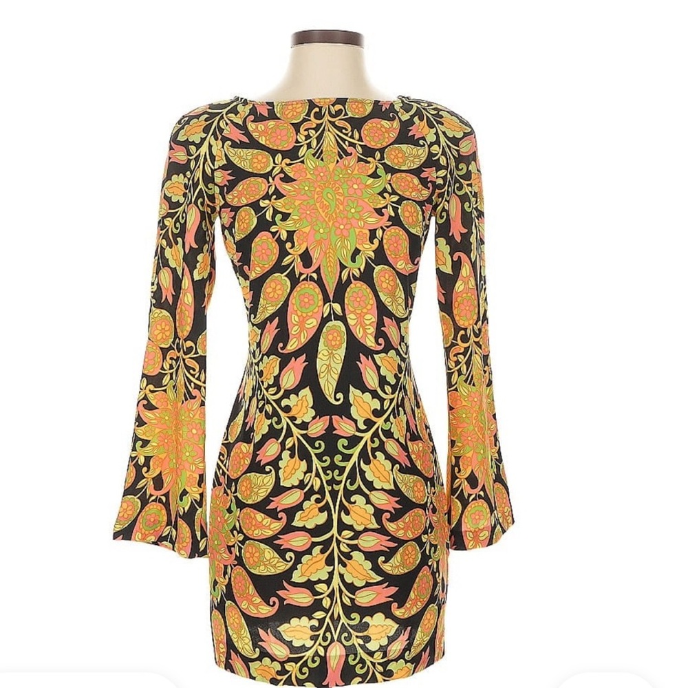 NWT ZARA Paisley Open-Back Bell Sleeve Dress